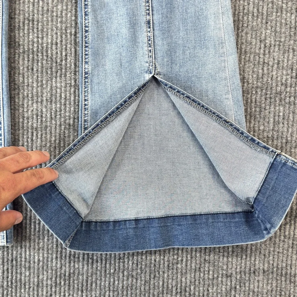 Rock & Roll Trouser Flare Jeans Womens 27x34 Light Wash High Rise Front Slit Leg - Picture 5 of 16